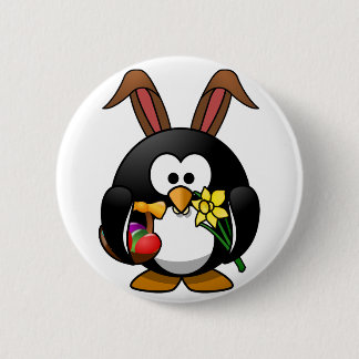 Badge Rond 5 Cm Pingouin de Pâques
