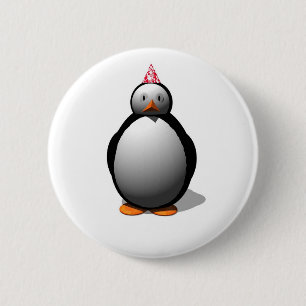 Badge Rond 5 Cm Pingouin de partie ! Fêtard final !