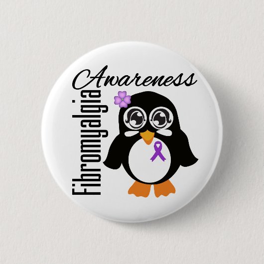 Badge Rond 5 Cm Pingouin de sensibilisation à la fibromyalgie (Devant)