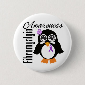 Badge Rond 5 Cm Pingouin de sensibilisation à la fibromyalgie