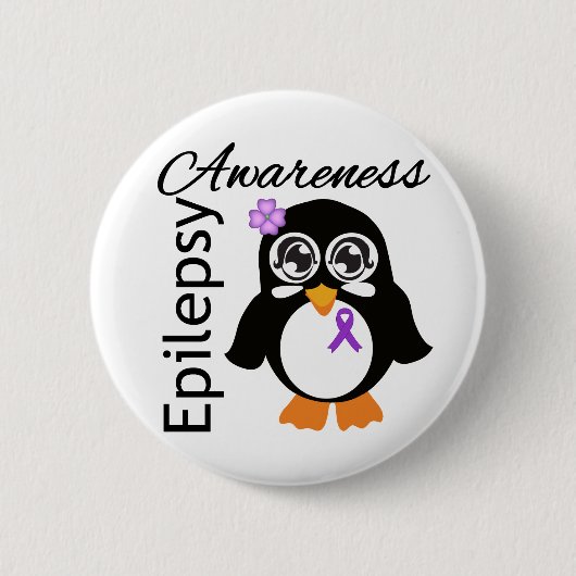 Badge Rond 5 Cm Pingouin de sensibilisation à l'épilepsie (Devant)