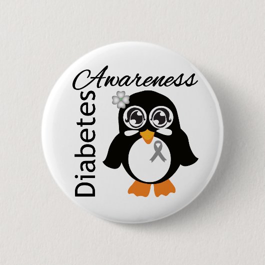 Badge Rond 5 Cm Pingouin de sensibilisation au diabète (Devant)