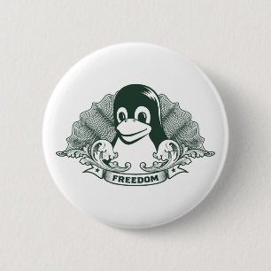 Badge Rond 5 Cm Pingouin de Tux - (Linux, Open Source, Copyleft,