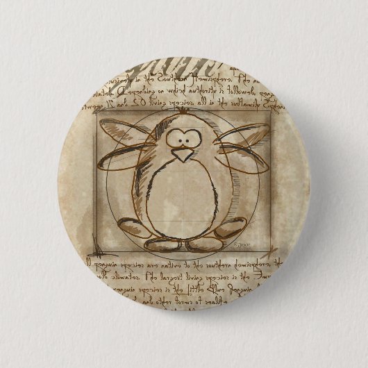 Badge Rond 5 Cm Pingouin de Vitruvian (Devant)