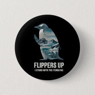Badge Rond 5 Cm Pingouin Flippers En Haut Je Me Trouve Avec Le Pin