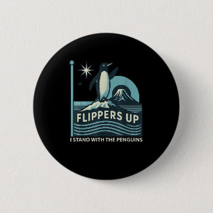 Badge Rond 5 Cm Pingouin Flippers En Haut Je Me Trouve Avec Le Pin