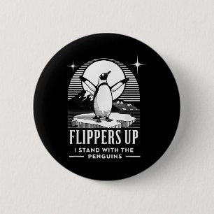 Badge Rond 5 Cm Pingouin Flippers En Haut Je Me Trouve Avec Le Pin