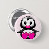 Badge Rond 5 Cm Pingouin rose mou (Devant & derrière)