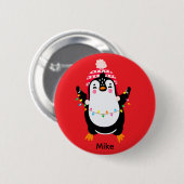 Badge Rond 5 Cm Pingouin scintillant avec lumières de Noël (Devant & derrière)