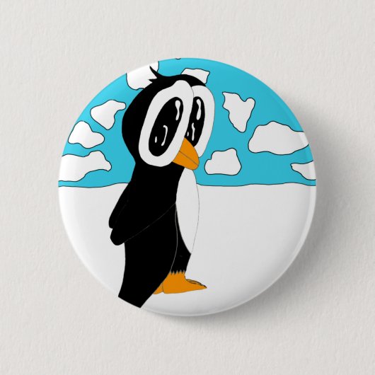 Badge Rond 5 Cm Pingouin solitaire (Devant)