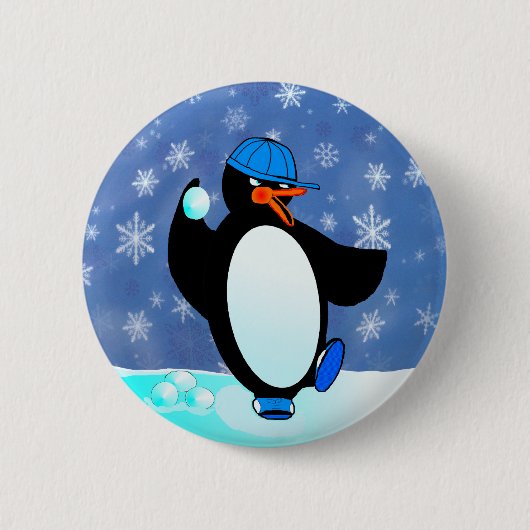 Badge Rond 5 Cm Pingouin vilain de base-ball (Devant)