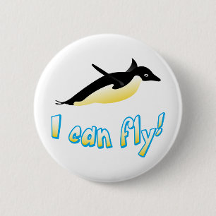 Badge Rond 5 Cm Pingouin volant