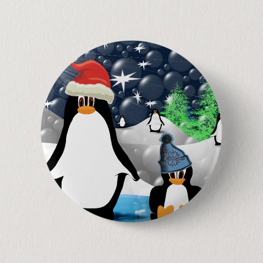 Badge Rond 5 Cm Pingouins (Devant)