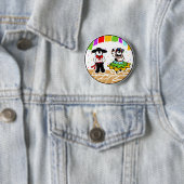 Badge Rond 5 Cm Pingouins Folklorico (En situation)
