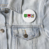 Badge Rond 5 Cm Pingouins Peace Love (En situation)
