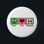 Badge Rond 5 Cm Pingouins Peace Love<br><div class="desc">J'adore les pingouins. Ils sont tout ce dont le monde a besoin en plus de la paix et de l'amour. Un joli signe de paix vert,  un coeur rouge mignon et un adorable pingouin.</div>