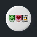 Badge Rond 5 Cm Pingouins Peace Love<br><div class="desc">J'adore les pingouins. Ils sont tout ce dont le monde a besoin en plus de la paix et de l'amour. Un joli signe de paix vert,  un coeur rouge mignon et un adorable pingouin.</div>