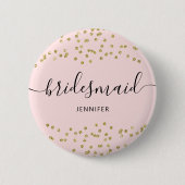 Badge Rond 5 Cm Pink and Gold Parties scintillant bridesmaid 6 Cm (Devant)