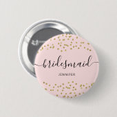 Badge Rond 5 Cm Pink and Gold Parties scintillant bridesmaid 6 Cm (Devant & derrière)