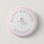 Badge Rond 5 Cm Pink Ballerina Joyeuse fille d'anniversaire (Devant)