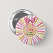 Badge Rond 5 Cm Pink Bow Anniversaire Fête Bébé Favoriser soleil (Devant & derrière)