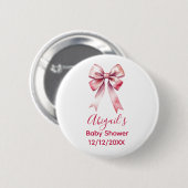 Badge Rond 5 Cm Pink Bow Coquette Girl Baby Douche (Devant & derrière)