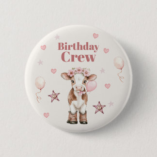 Badge Rond 5 Cm Pink Cowgirl Birthday | Farm Theme 1st
