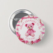 Badge Rond 5 Cm Pink Crocheted Teddy Bear | Great Grandma to Be (Devant & derrière)