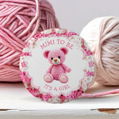 Badge Rond 5 Cm Pink Crocheted Teddy Bear | Mimi to Be