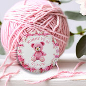 Badge Rond 5 Cm Pink Crocheted Teddy Bear | Mom to Be