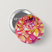 Badge Rond 5 Cm Pink Dahlia fleurs aquarelle art (Devant & derrière)