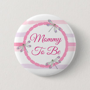 Badge Rond 5 Cm Pink Dragonfly Mommy pour être Baby shower