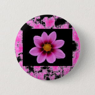 Badge Rond 5 Cm Pink Flower
