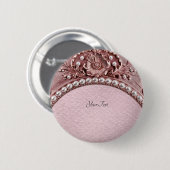 Badge Rond 5 Cm Pink Flower Button (Devant & derrière)