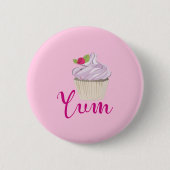 Badge Rond 5 Cm Pink Frosted Cupcake Yum! (Devant)