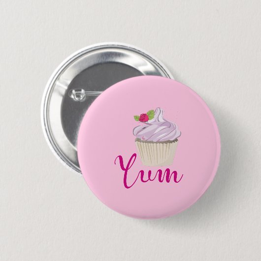 Badge Rond 5 Cm Pink Frosted Cupcake Yum! (Devant & derrière)