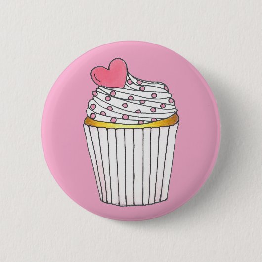 Badge Rond 5 Cm Pink Heart Love Cupcake Fête des mariées Anniversa (Devant)