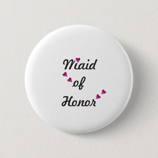 Badge Rond 5 Cm Pink Heart Maid of Honor (Devant)