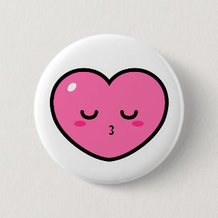 Badge Rond 5 Cm Pink Heart Waiting For a Kiss
