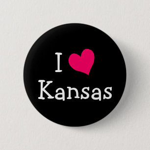 Badge Rond 5 Cm Pink I Love Kansas