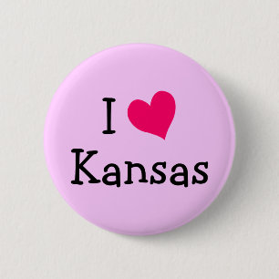 Badge Rond 5 Cm Pink I Love Kansas