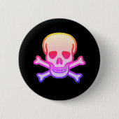 Badge Rond 5 Cm Pink Neon Skull bouton noir (Devant)