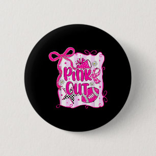 Badge Rond 5 Cm Pink Out Cancer du sein Football Coquette Bow Mom