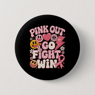 Badge Rond 5 Cm Pink Out Go Combattez Gagner Cancer du sein Sensib
