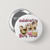 Badge Rond 5 Cm Pink Party Monkey 3e Anniversaire Tshirts et cadea (Devant & derrière)