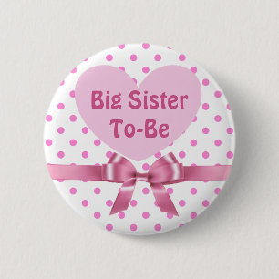 Badge Rond 5 Cm Pink Polka Dot Big Soeur à être Baby shower Bouton