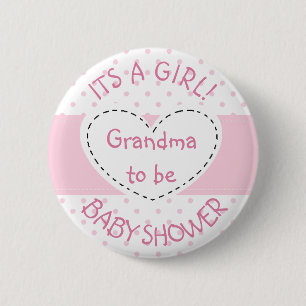 Badge Rond 5 Cm Pink Polka Dot Grand-mère pour être une petite f