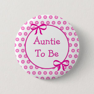 Badge Rond 5 Cm Pink Polka Dot tante pour être Baby shower