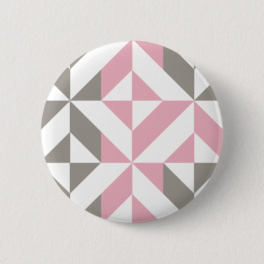 Badge Rond 5 Cm Pink Raspberry and Silver Geometric ZigZag (Devant)