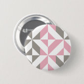 Badge Rond 5 Cm Pink Raspberry and Silver Geometric ZigZag (Devant & derrière)